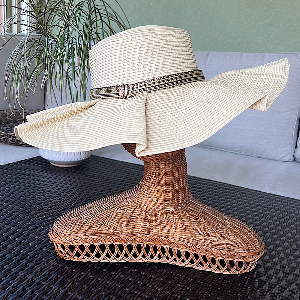 Beige Wide Brim Straw Hat
